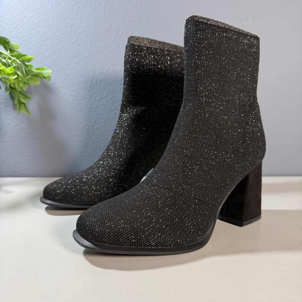 MIA PIANA B/S‎ KNIT Women's Ankle Boots Size 7 Glitter Black 3.15-inch Heel